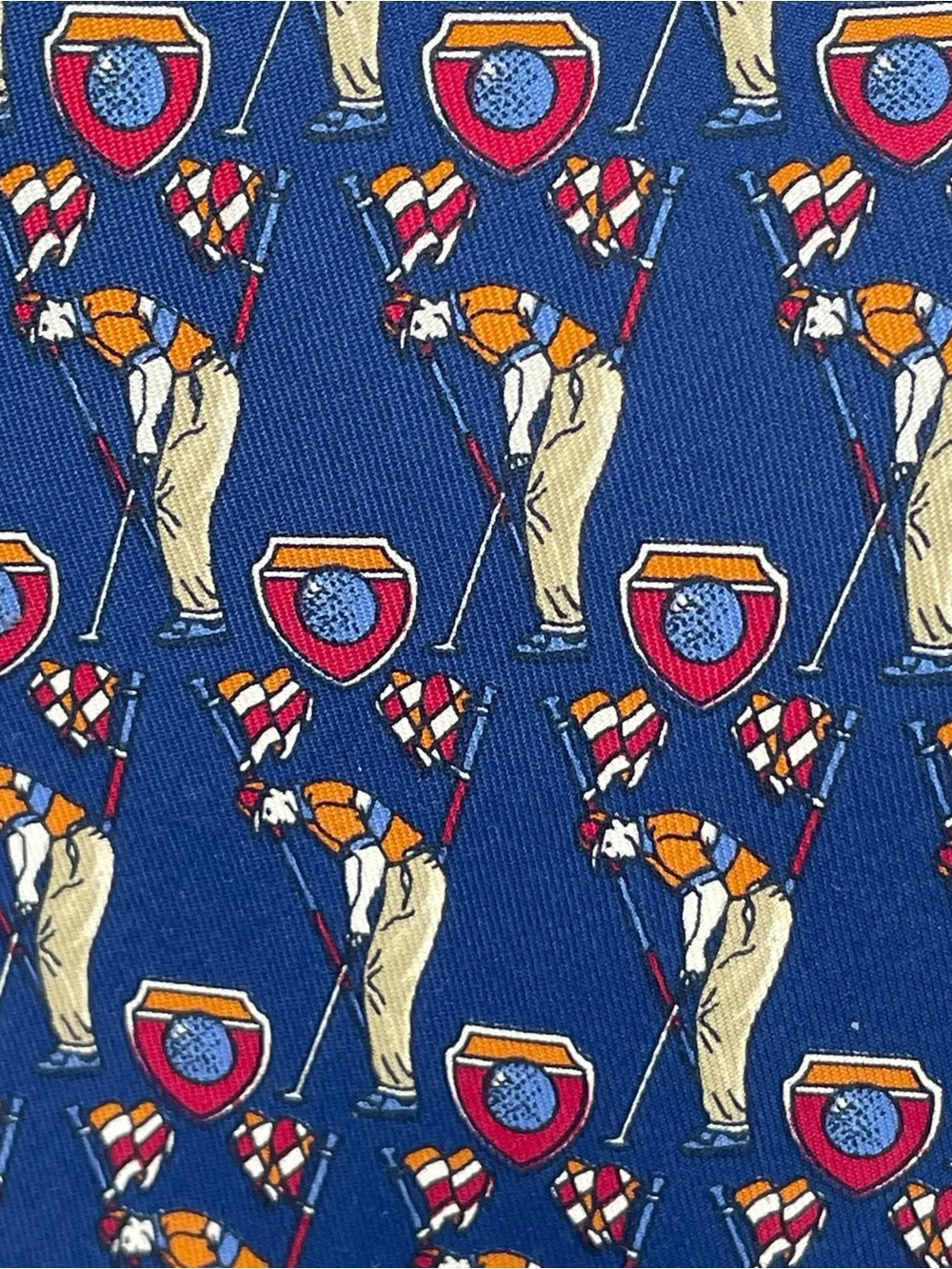 Salvatore Ferragamo Golfer Putting Classic Old Money Luxury 100% Silk Tie